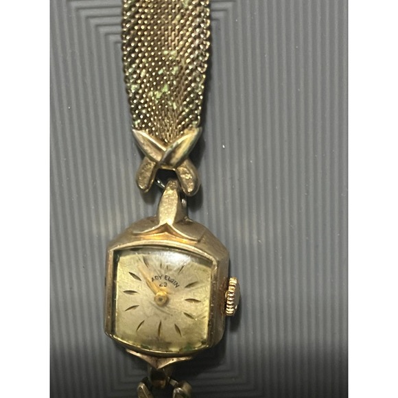 Accessories - Lady Elgin 23 Jewels Vintage Watch 10K Gold Filled Hexagon Mesh Band -Untested